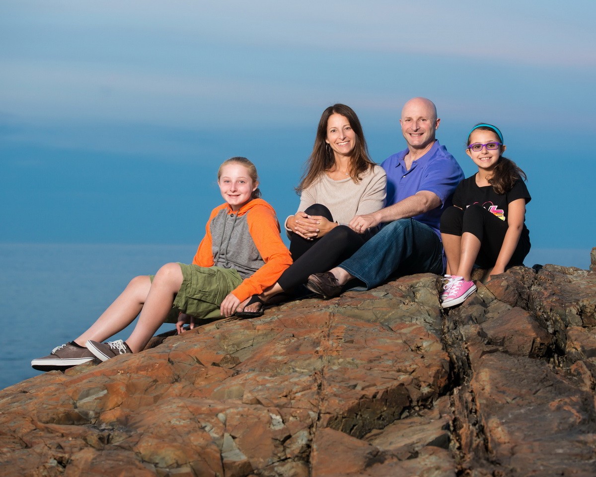 Family Portrait on the rocks in Ogunquit Maine