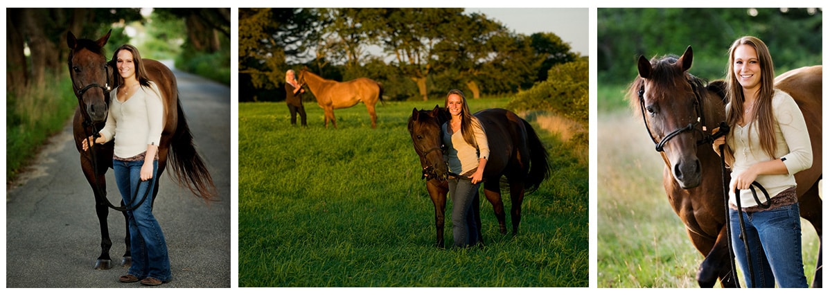 Senior Pictures with a horse near the beach in Kennebunk Maine