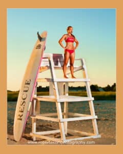 Life guard on life guard stand